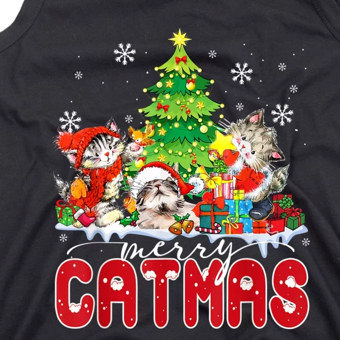 Funny Ugly Christmas Shirts Catmas Kitten Owners Santa Hat Tank Top