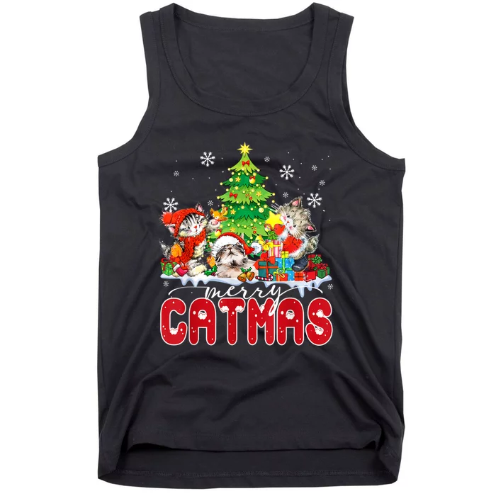 Funny Ugly Christmas Shirts Catmas Kitten Owners Santa Hat Tank Top