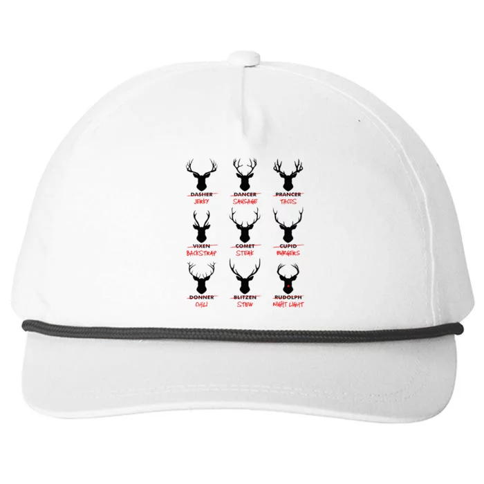 Funny Ugly Christmas Top Deer Hunter SantaS Reindeer Jerky Snapback Five-Panel Rope Hat