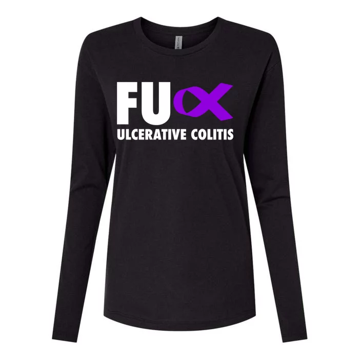 Fu Ulcerative Colitis Purple Ribbon Gift Ulcerative Colitis Cute Gift Womens Cotton Relaxed Long Sleeve T-Shirt