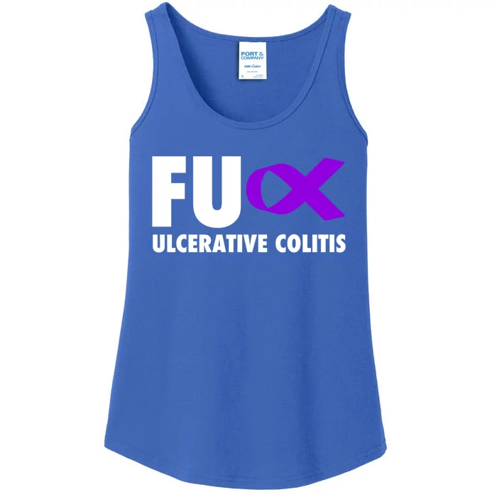 Fu Ulcerative Colitis Purple Ribbon Gift Ulcerative Colitis Cute Gift Ladies Essential Tank