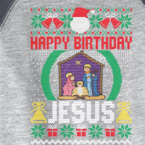 Funny Ugly Christmas Happy Birthday Jesus Christian Meaningful Gift Toddler Fine Jersey T-Shirt