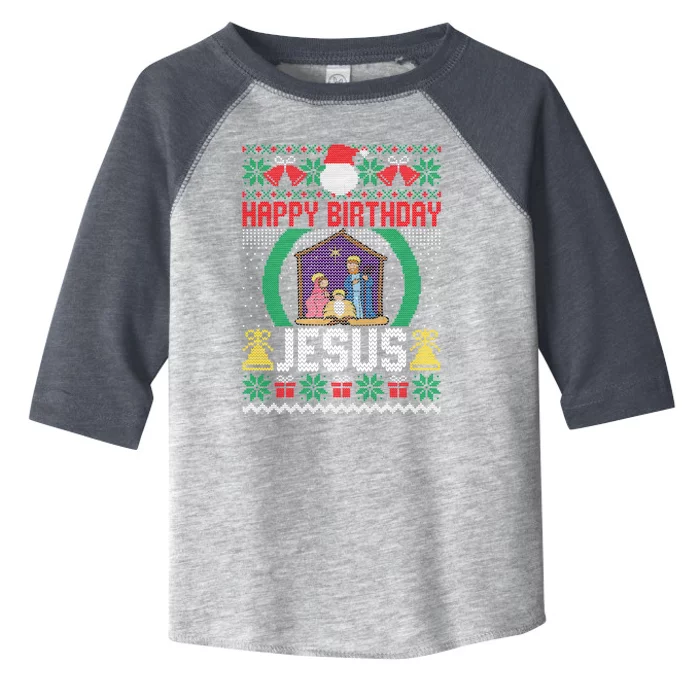 Funny Ugly Christmas Happy Birthday Jesus Christian Meaningful Gift Toddler Fine Jersey T-Shirt