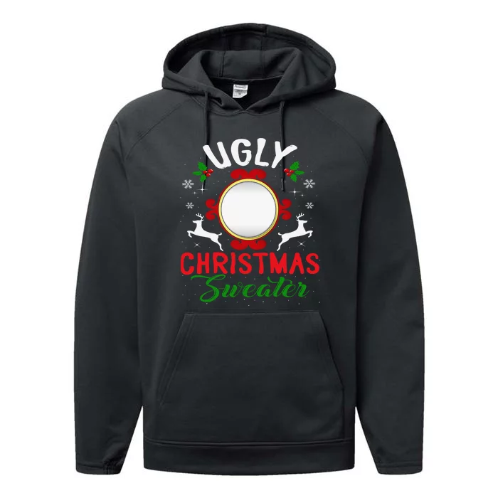 Funny Ugly Christmas Sweater With Mirror Performance Fleece Hoodie