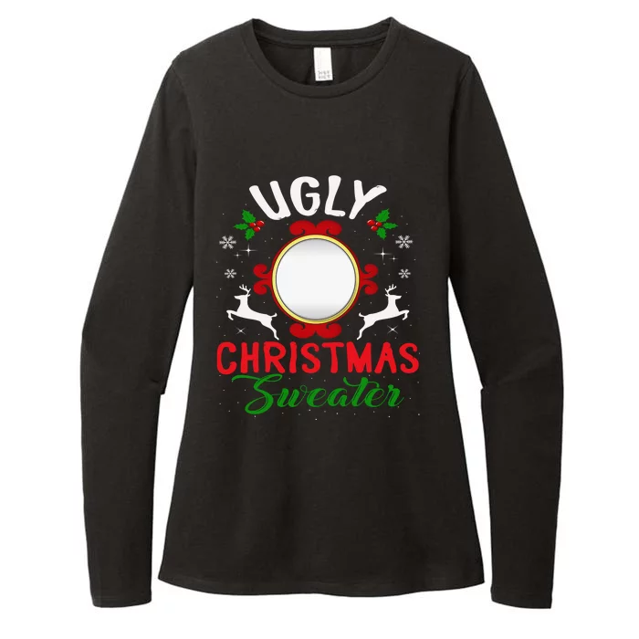 Funny Ugly Christmas Sweater With Mirror Womens CVC Long Sleeve Shirt