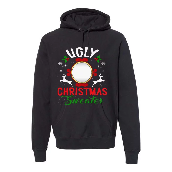 Funny Ugly Christmas Sweater With Mirror Premium Hoodie