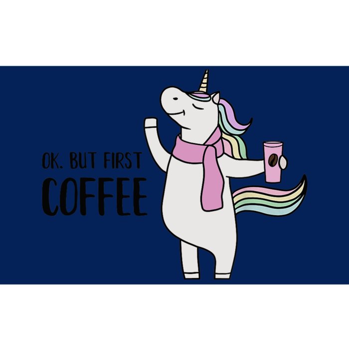 Funny Unicorn Coffee Lover, Ok But First Coffee Bumper Sticker