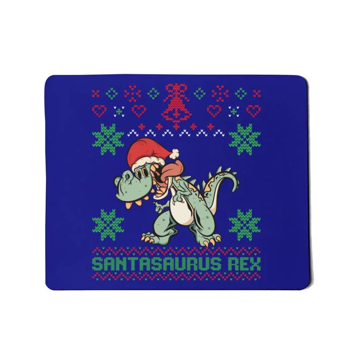 Funny Ugly Christmas Sweater Design Santasaurus Rex Dinosaur Cool Gift Mousepad