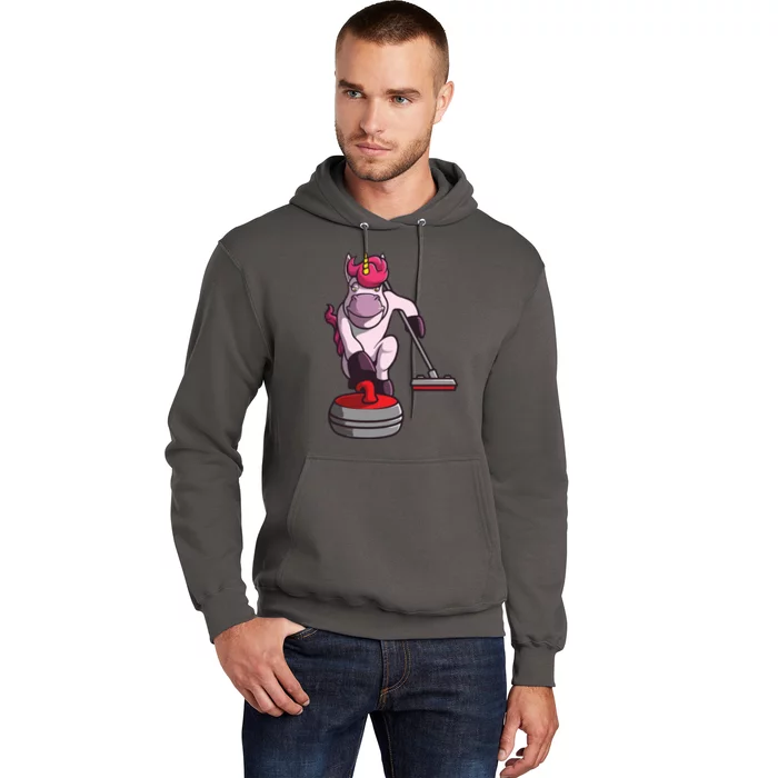 Funny Unicorn Curling Design For Men Women Curling Player Hoodie