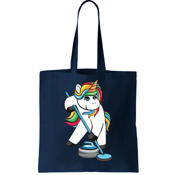 Funny Unicorn Curling Design For Men Women Curling Player Tote Bag