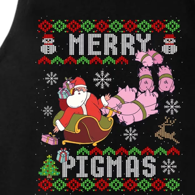 Funny Ugly Christmas Merry Pigmas Gift Ladies Tri-Blend Wicking Tank