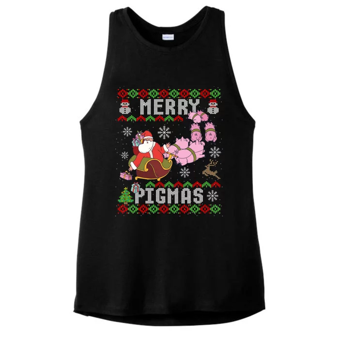 Funny Ugly Christmas Merry Pigmas Gift Ladies Tri-Blend Wicking Tank