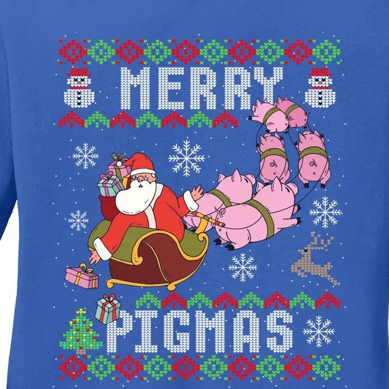 Funny Ugly Christmas Merry Pigmas Gift Ladies Long Sleeve Shirt