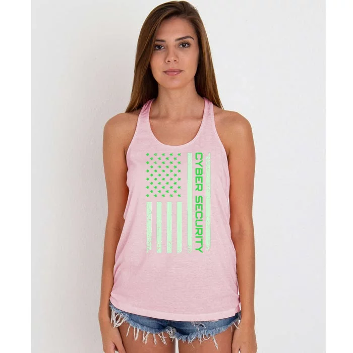 Funny Usa Cyber Security Art For Anti Malware Geek Gift Women's Knotted Racerback Tank