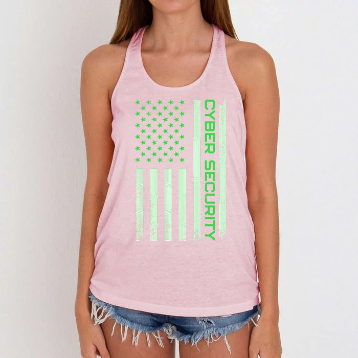 Funny Usa Cyber Security Art For Anti Malware Geek Gift Women's Knotted Racerback Tank