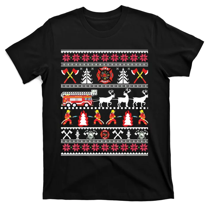 Firefighter Ugly Christmas Sweater Fireman Fire Department T-Shirt