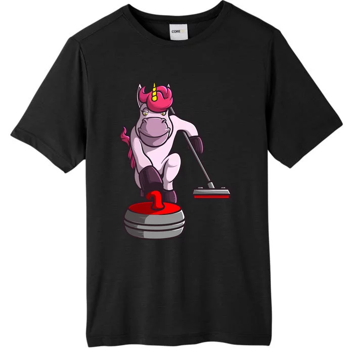 Funny Unicorn Curling Design For Curling Player ChromaSoft Performance T-Shirt