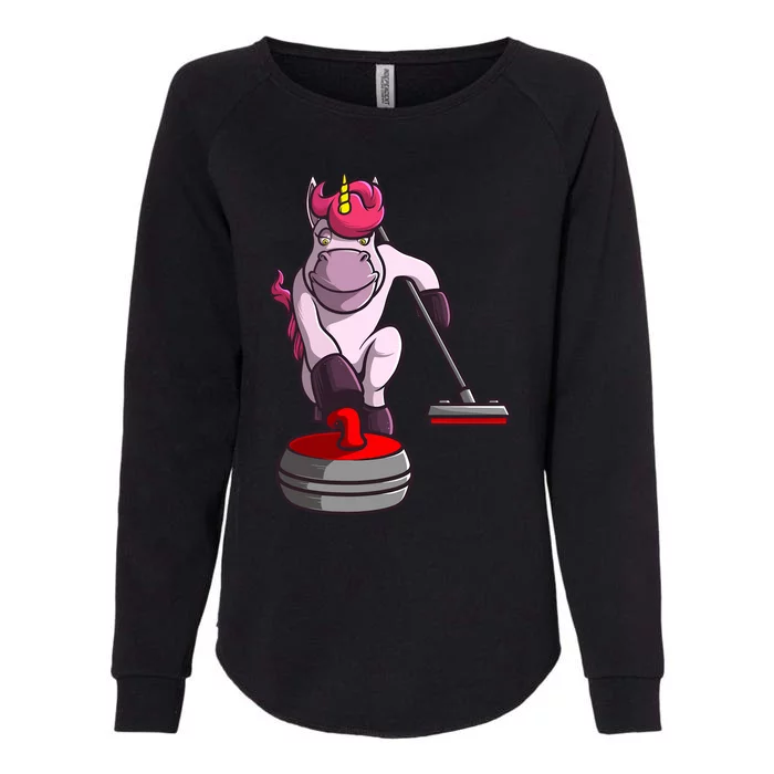 Funny Unicorn Curling Design For Curling Player Womens California Wash Sweatshirt