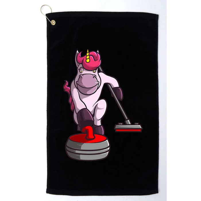 Funny Unicorn Curling Design For Curling Player Platinum Collection Golf Towel