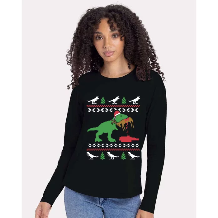 Funny Ugly Christmas Sweater Trex Reindeer Ugly Xmas Trex Meaningful Gift Womens Cotton Relaxed Long Sleeve T-Shirt