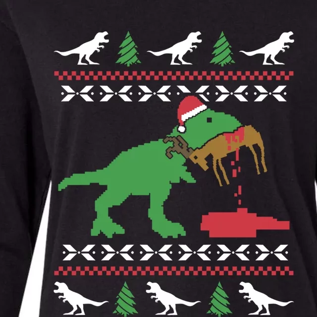 Funny Ugly Christmas Sweater Trex Reindeer Ugly Xmas Trex Meaningful Gift Womens Cotton Relaxed Long Sleeve T-Shirt