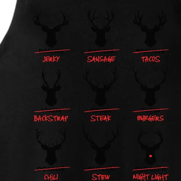 Funny Ugly Christmas Top Deer Hunter Santas Reindeer Jerky Ladies Tri-Blend Wicking Tank