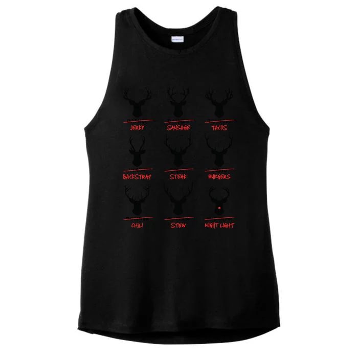 Funny Ugly Christmas Top Deer Hunter Santas Reindeer Jerky Ladies Tri-Blend Wicking Tank