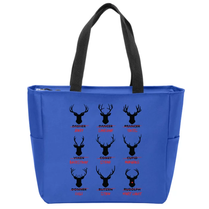 Funny Ugly Christmas Top Deer Hunter Santas Reindeer Jerky Zip Tote Bag