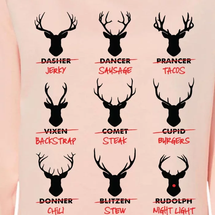 Funny Ugly Christmas Top Deer Hunter Santas Reindeer Jerky Womens California Wash Sweatshirt