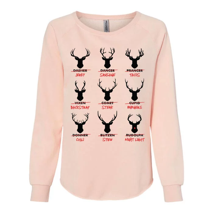 Funny Ugly Christmas Top Deer Hunter Santas Reindeer Jerky Womens California Wash Sweatshirt