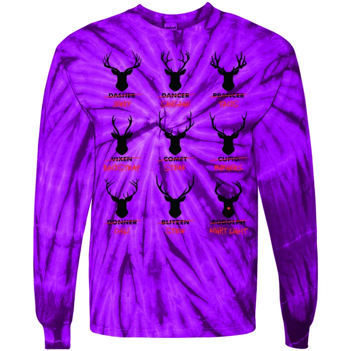 Funny Ugly Christmas Top Deer Hunter Santas Reindeer Jerky Tie-Dye Long Sleeve Shirt