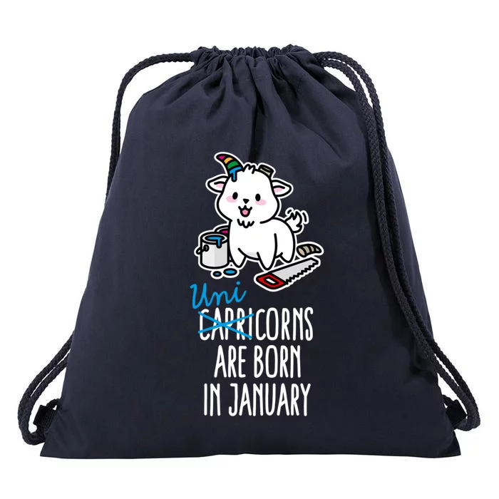 Funny Unicorn Capricorns Are Born In January Capricorn Funny Gift Drawstring Bag