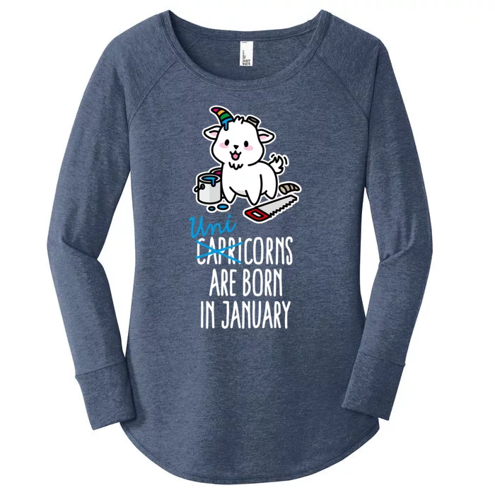 Funny Unicorn Capricorns Are Born In January Capricorn Funny Gift Women's Perfect Tri Tunic Long Sleeve Shirt