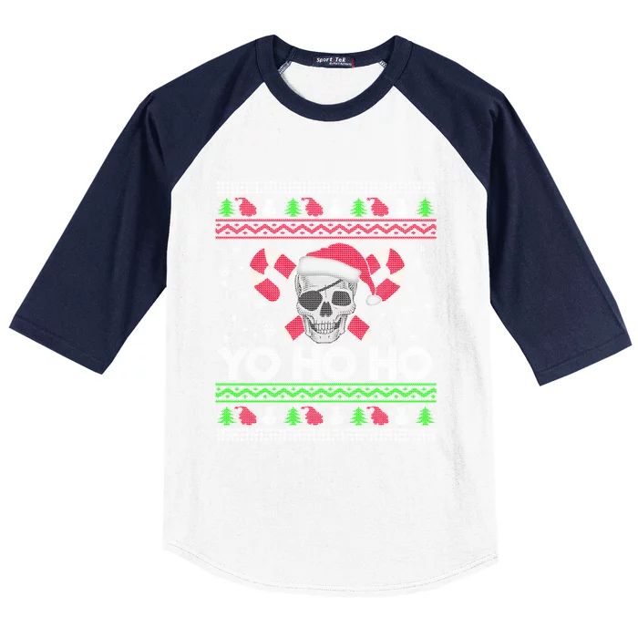 Funny Ugly Christmas Santa Pirate Yo Ho Ho Gift Baseball Sleeve Shirt