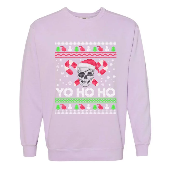 Funny Ugly Christmas Santa Pirate Yo Ho Ho Gift Garment-Dyed Sweatshirt