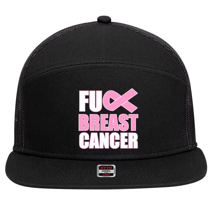 Fuck Breast Cancer Fight Logo 7 Panel Mesh Trucker Snapback Hat