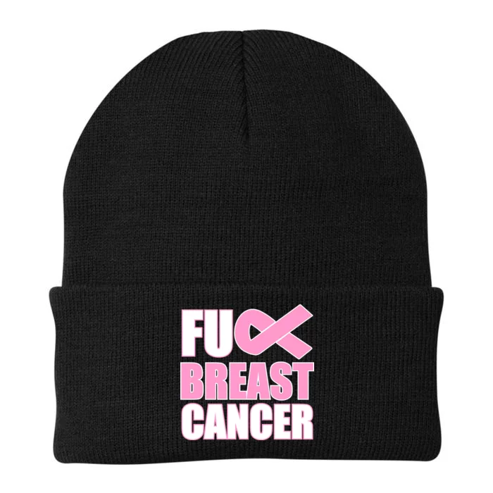 Fuck Breast Cancer Fight Logo Knit Cap Winter Beanie