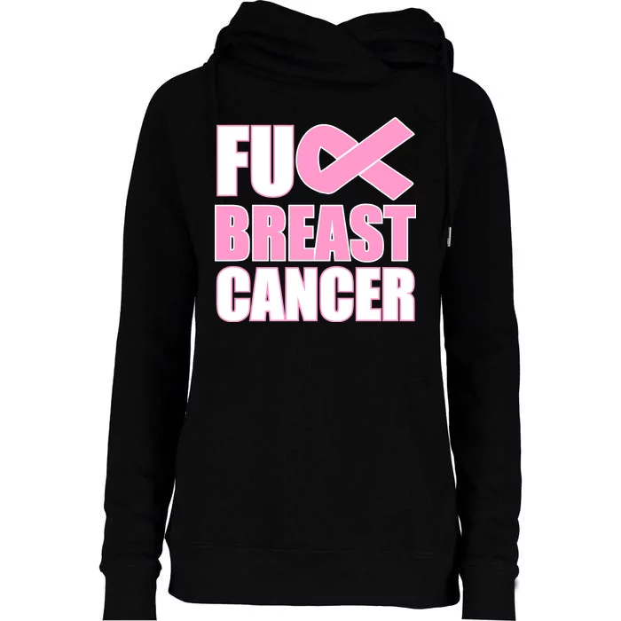 Fuck Breast Cancer Fight Logo Womens Funnel Neck Pullover Hood