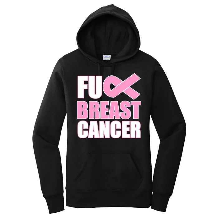 Fuck Breast Cancer Fight Logo Women's Pullover Hoodie