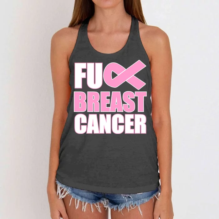 Fuck Breast Cancer Fight Logo Women's Knotted Racerback Tank