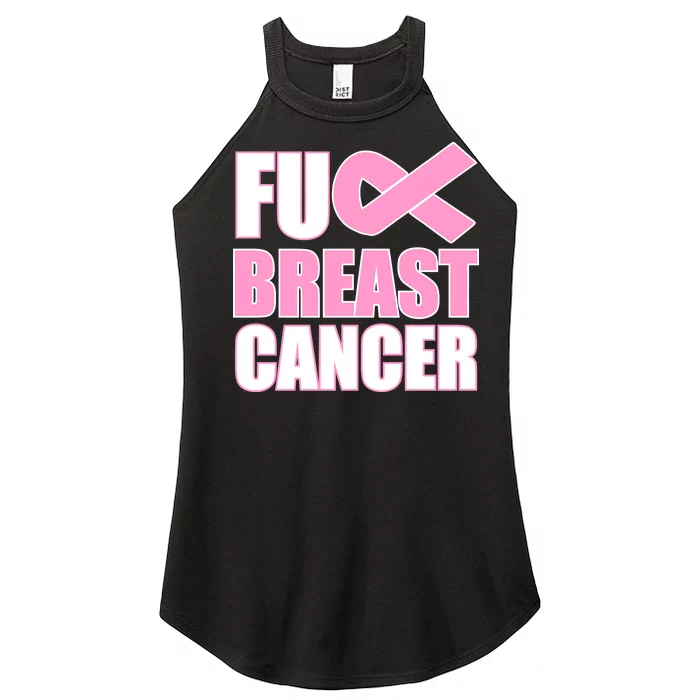 Fuck Breast Cancer Fight Logo Women’s Perfect Tri Rocker Tank