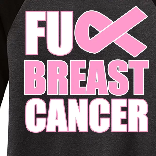 Fuck Breast Cancer Fight Logo Women's Tri-Blend 3/4-Sleeve Raglan Shirt