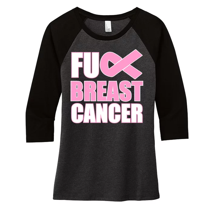 Fuck Breast Cancer Fight Logo Women's Tri-Blend 3/4-Sleeve Raglan Shirt