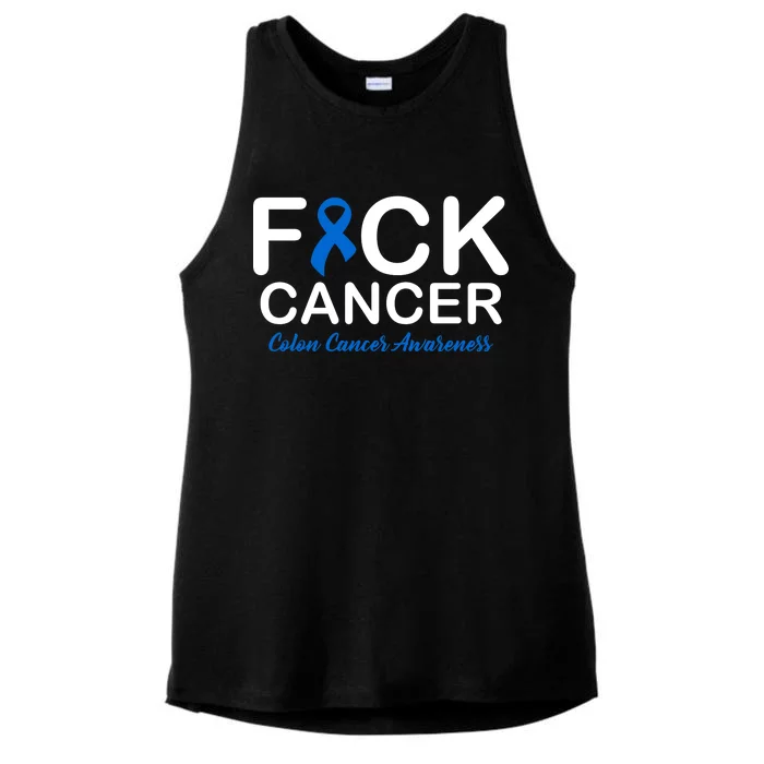 Fuck Cancer Colon Cancer Awareness Ladies Tri-Blend Wicking Tank