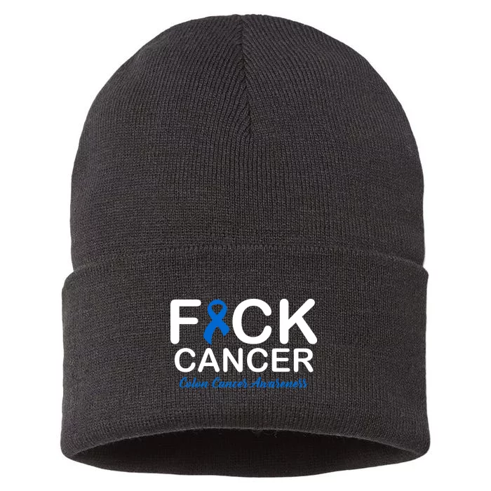 Fuck Cancer Colon Cancer Awareness Sustainable Knit Beanie