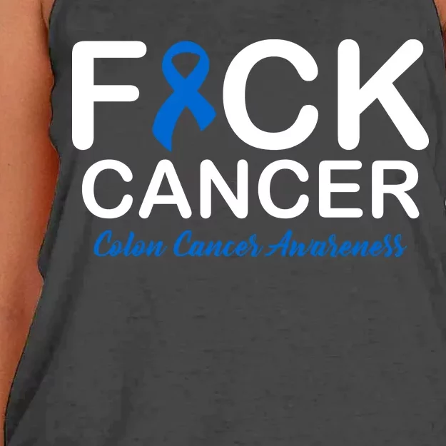 Fuck Cancer Colon Cancer Awareness Women's Knotted Racerback Tank