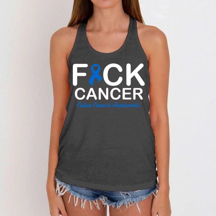 Fuck Cancer Colon Cancer Awareness Women's Knotted Racerback Tank