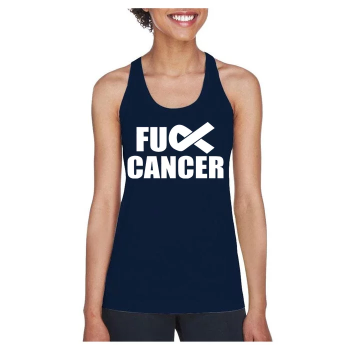 Fuck Cancer Fight Logo Women's Racerback Tank