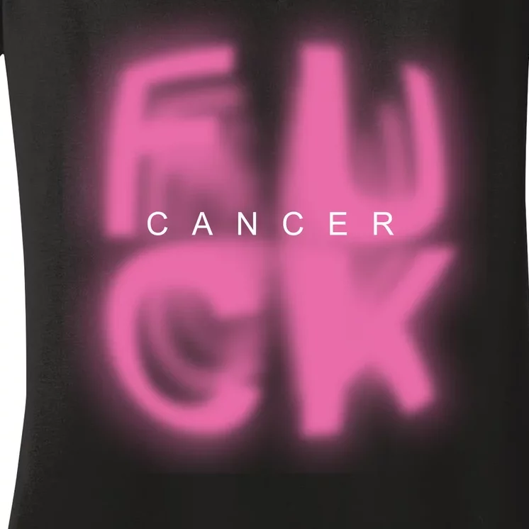 Fuck Cancer Logo Women's V-Neck T-Shirt