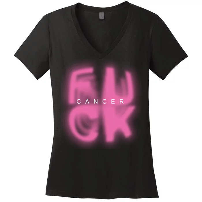 Fuck Cancer Logo Women's V-Neck T-Shirt